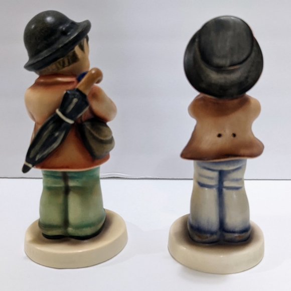 Two Hummel Ceramic Figurines Flute Player And Fiddle Player Vintage 1960-72 - Picture 4 of 11